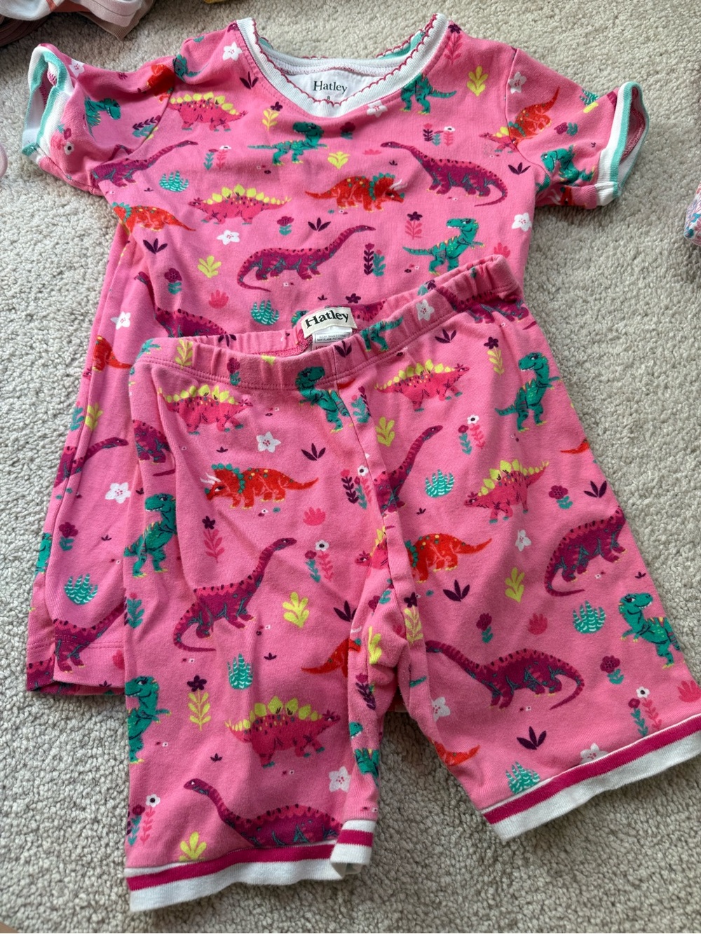 Hatley Pink Dinosaur Girls Pajama Set (size 8)